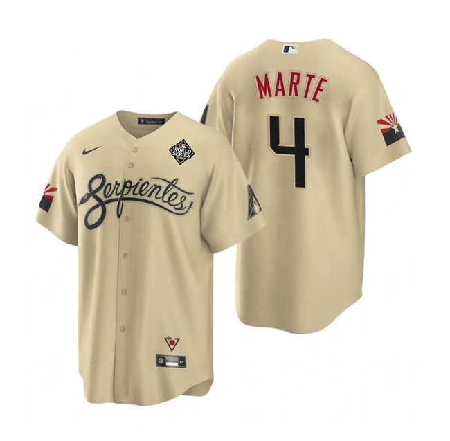 Mens Arizona Diamondbacks #4 Ketel Marte Gold 2023 World Series City Connect Cool Base Stitched Jersey Dzhi->arizona diamondbacks->MLB Jersey